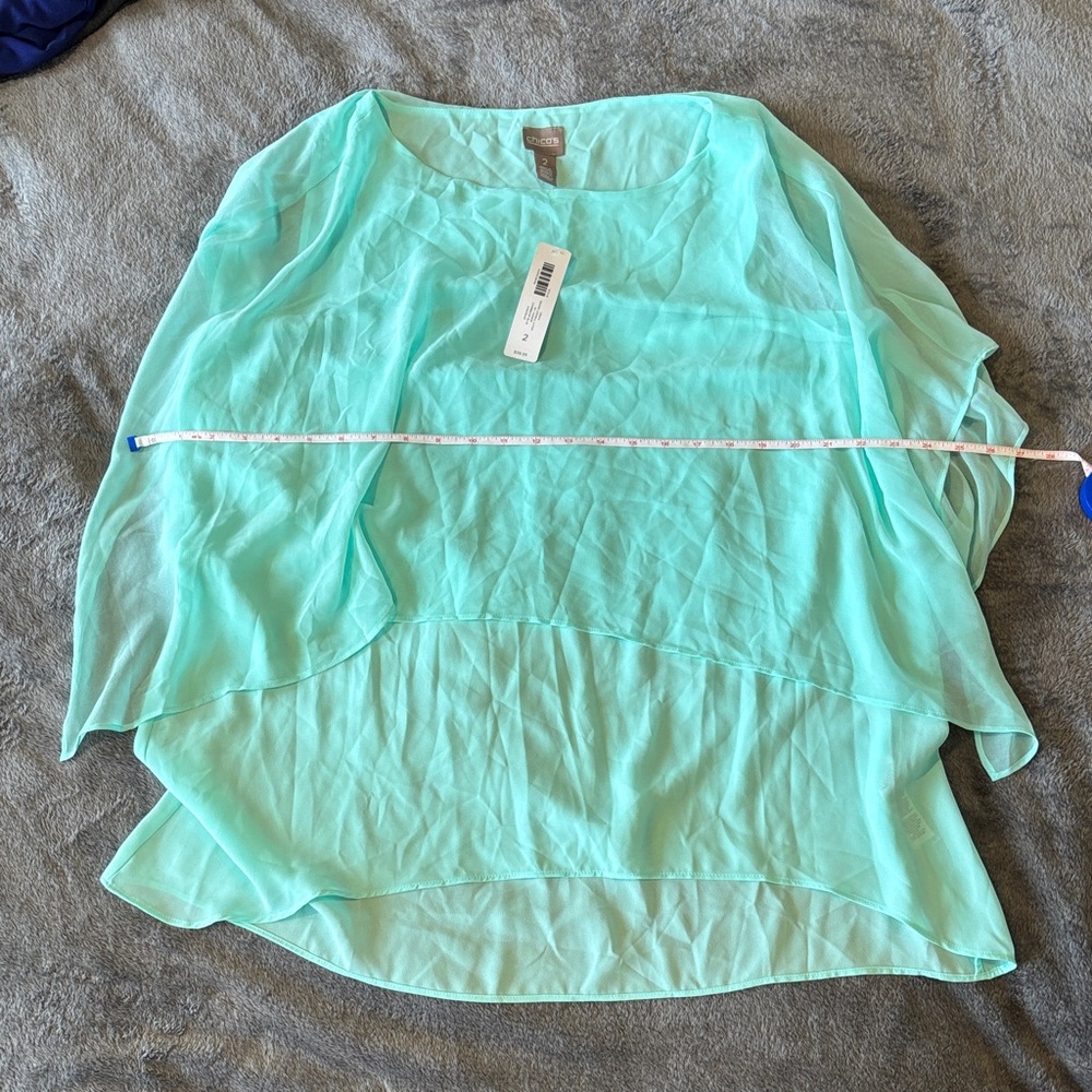 NWT Chico's Mint Green Sheer Flowy Top
